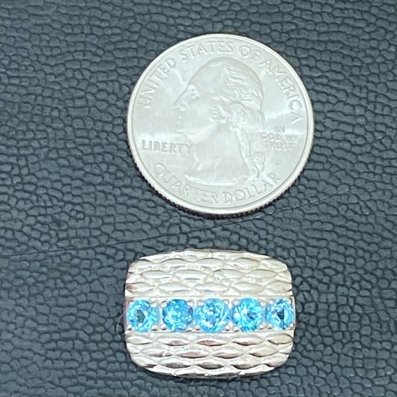 Vintage Sterling Silver 925 Signed Blue Topaz Slider Pendant 4.7g - Picture 8 of 13